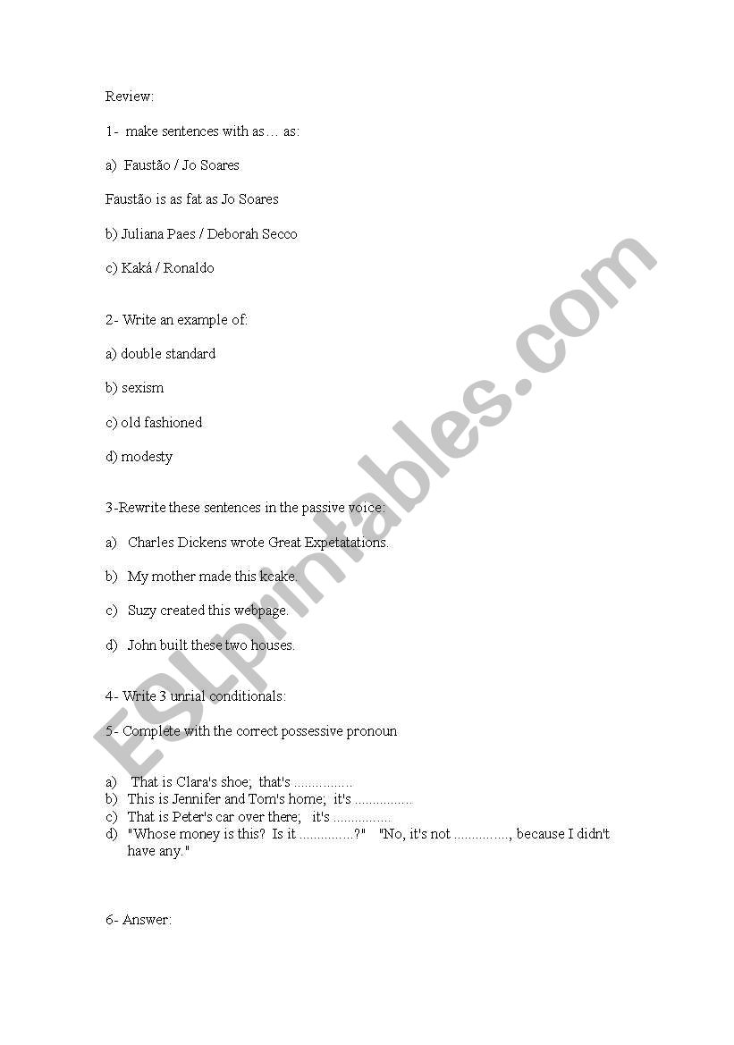 extra exercise worksheet