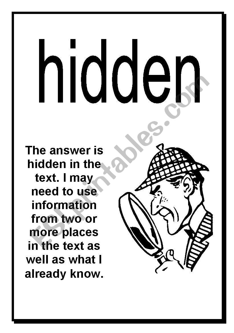 Here Hidden Head Comprehension Posters