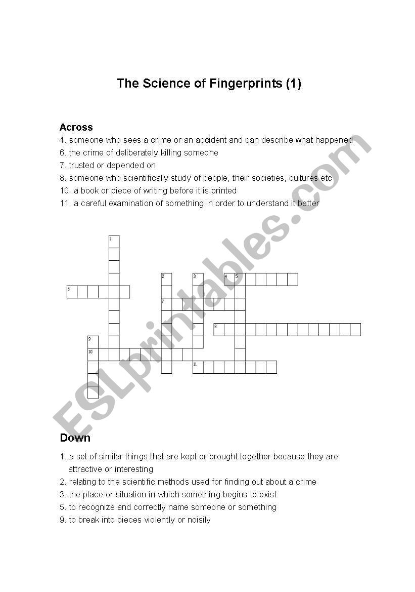 The Science of Fingerprint worksheet