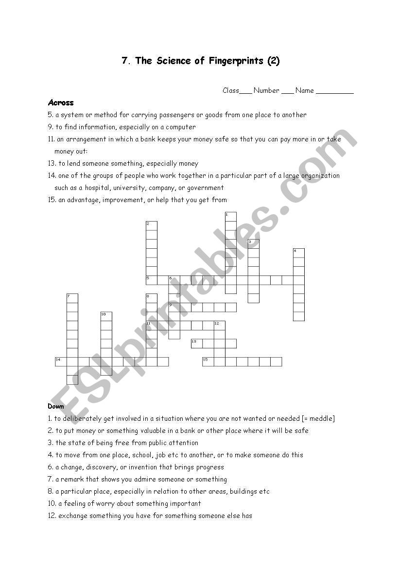 The Science of Fingerprint worksheet