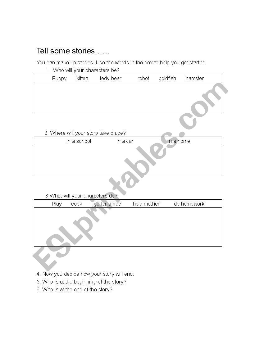 Tell Some Stories worksheet