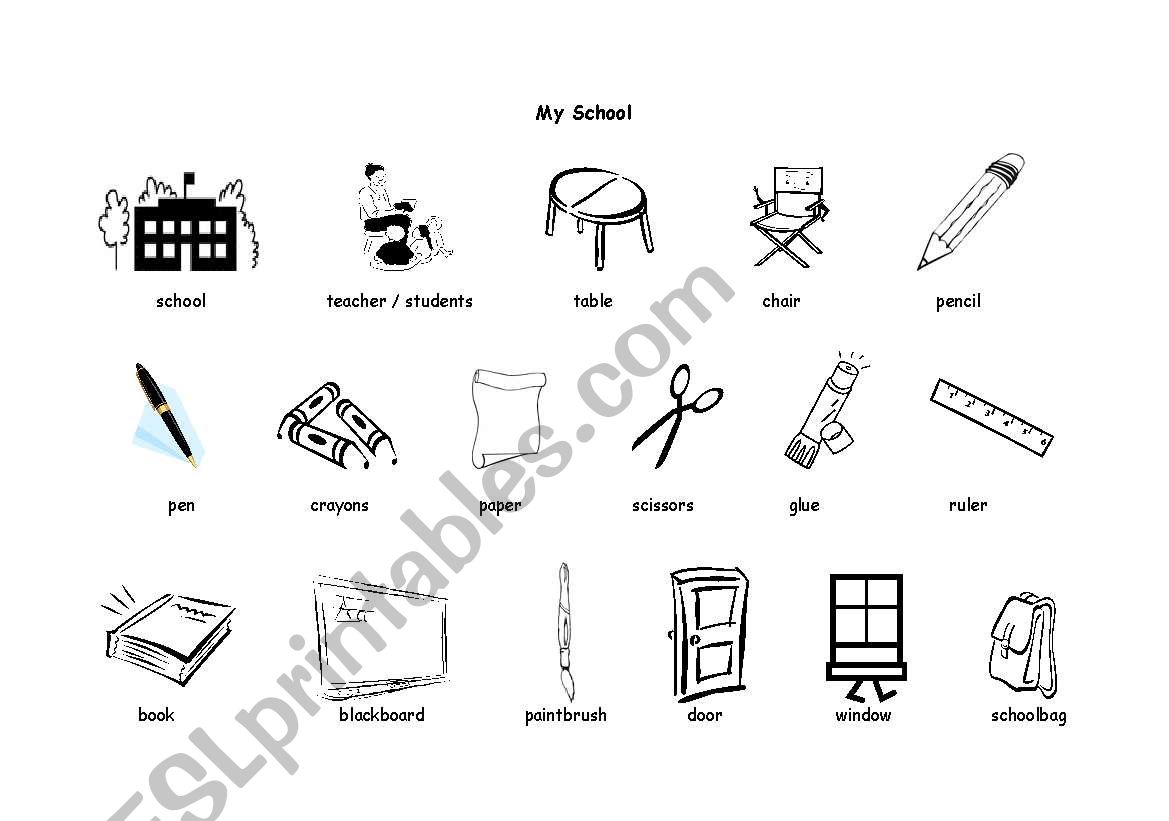 Classroom objects worksheet