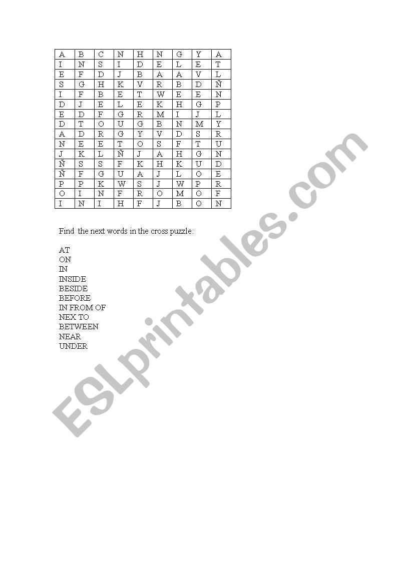  preposition cross puzzle worksheet