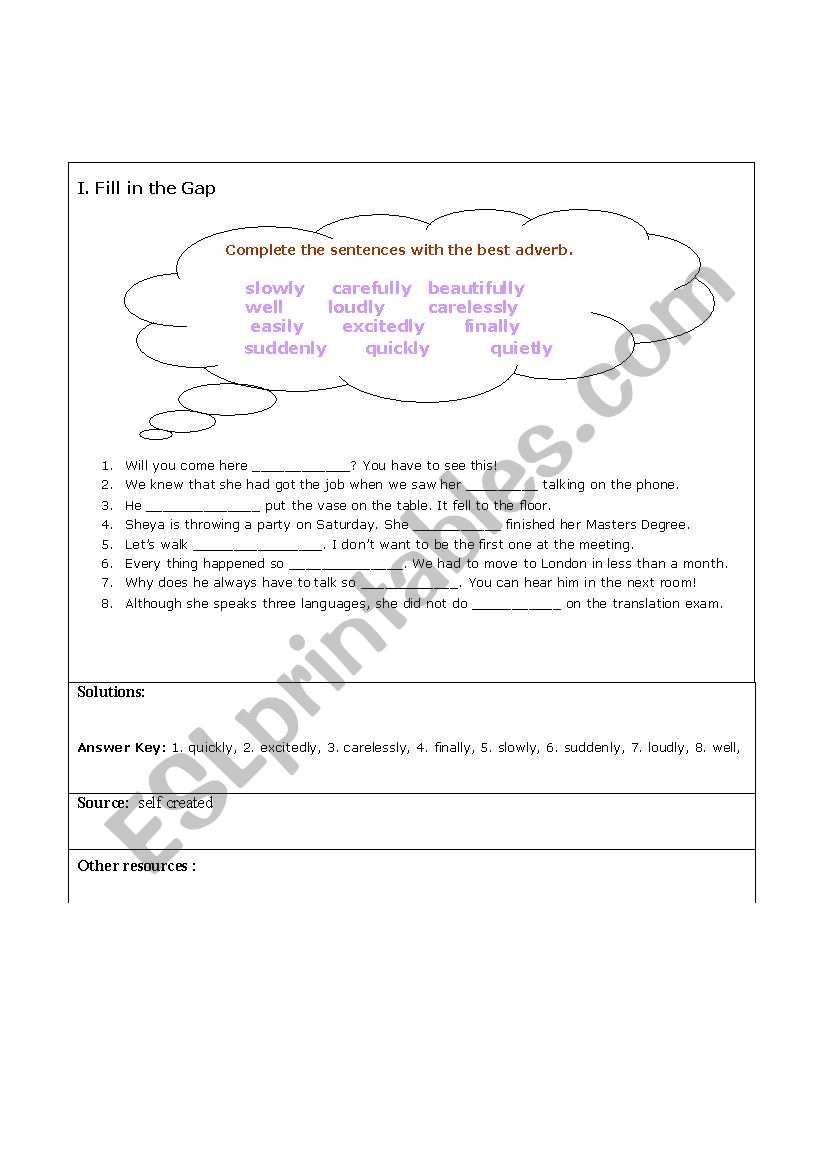 adverbs for grade 5 worksheet