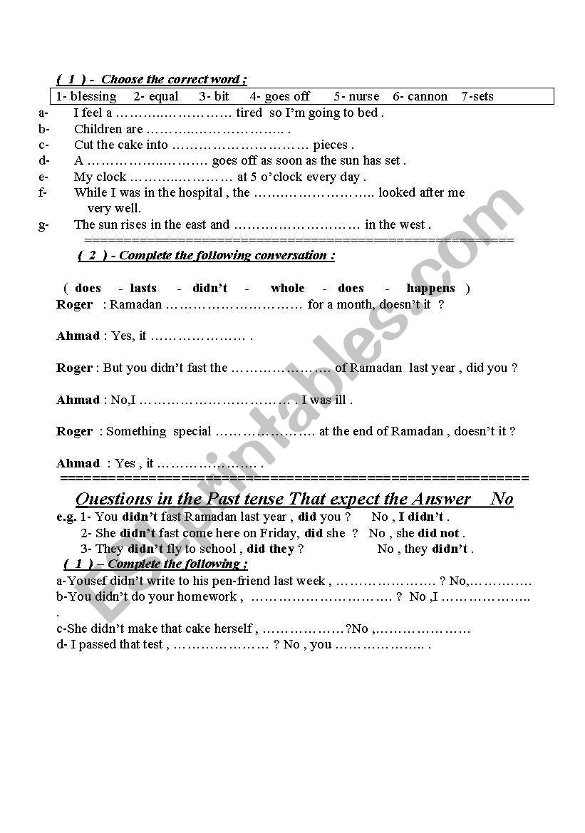 Grammar revision  worksheet