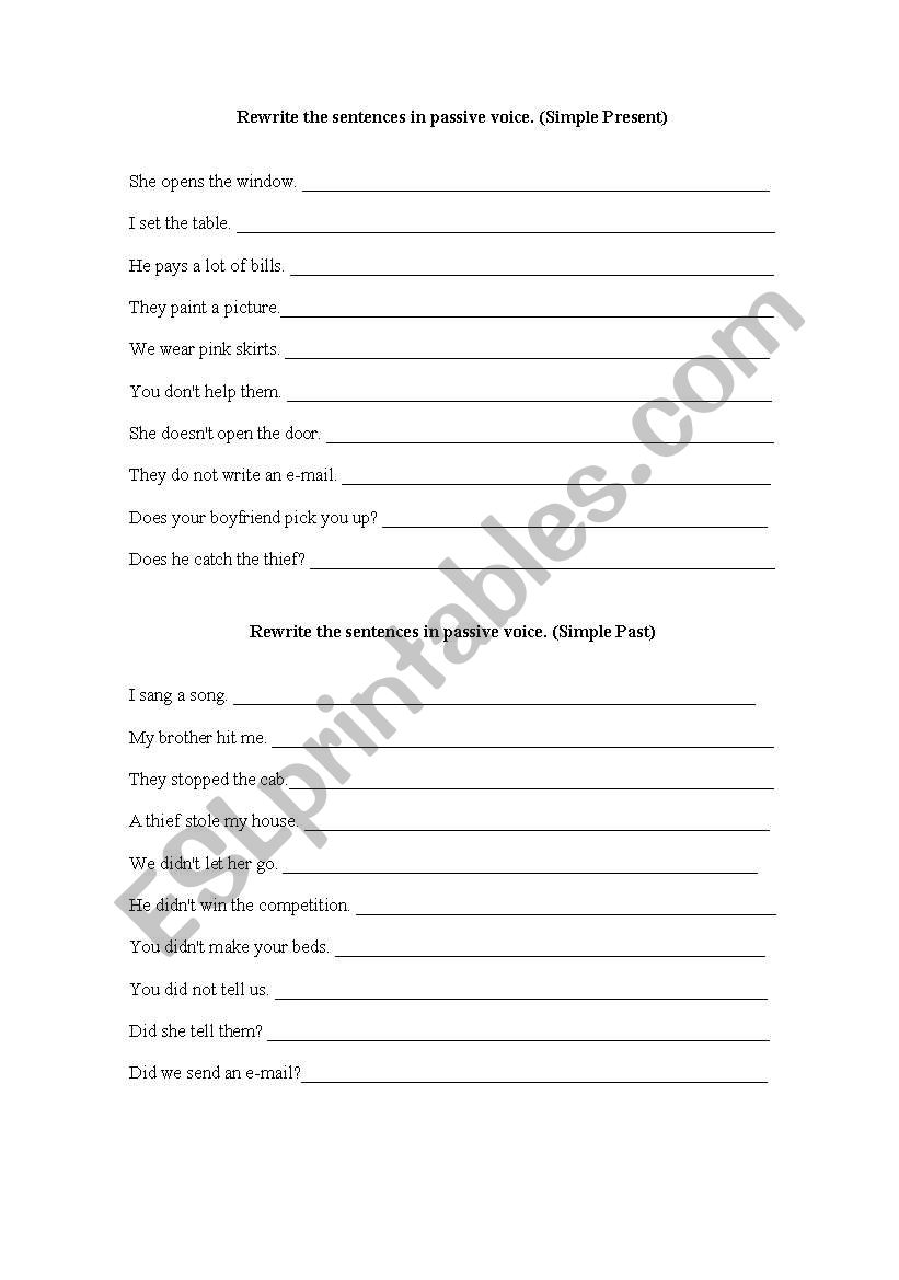 PASSIVE VOICE worksheet