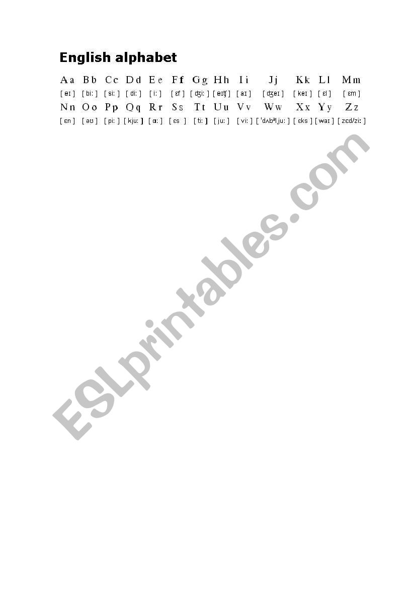 alphabet pronunciation worksheet