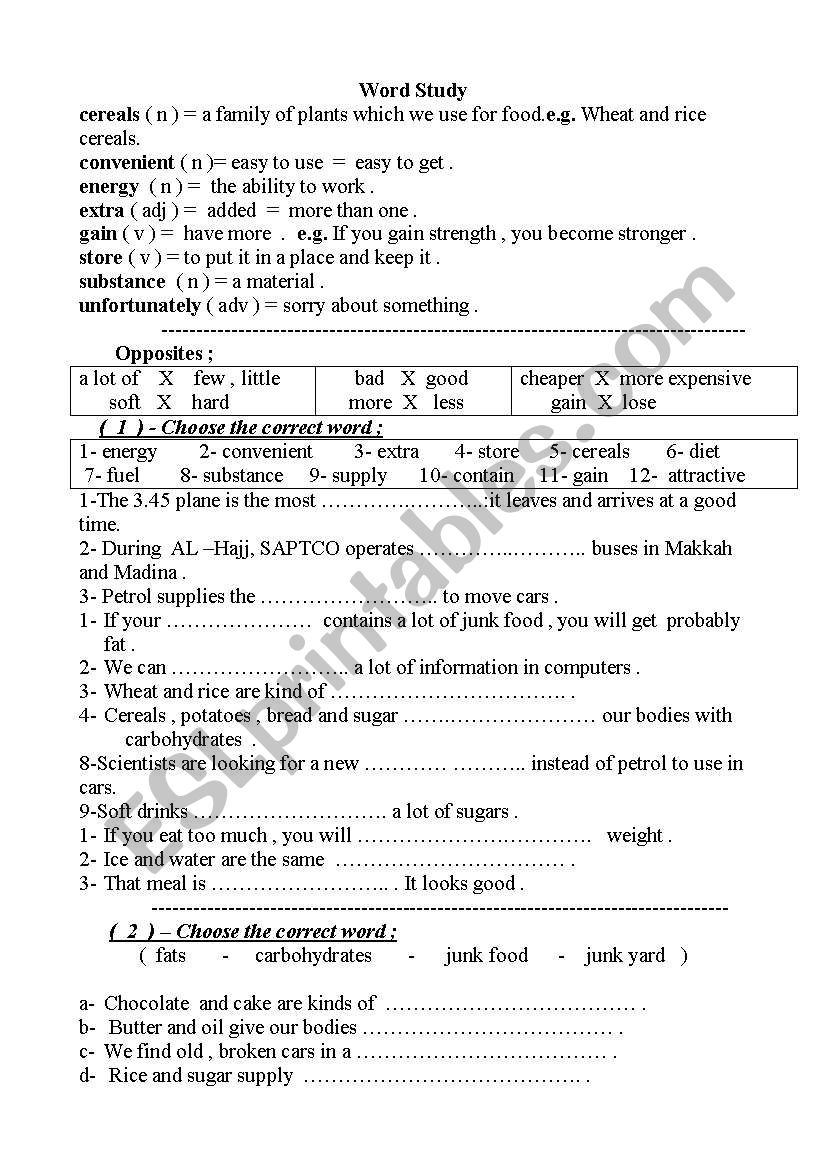 definition and exercises  worksheet