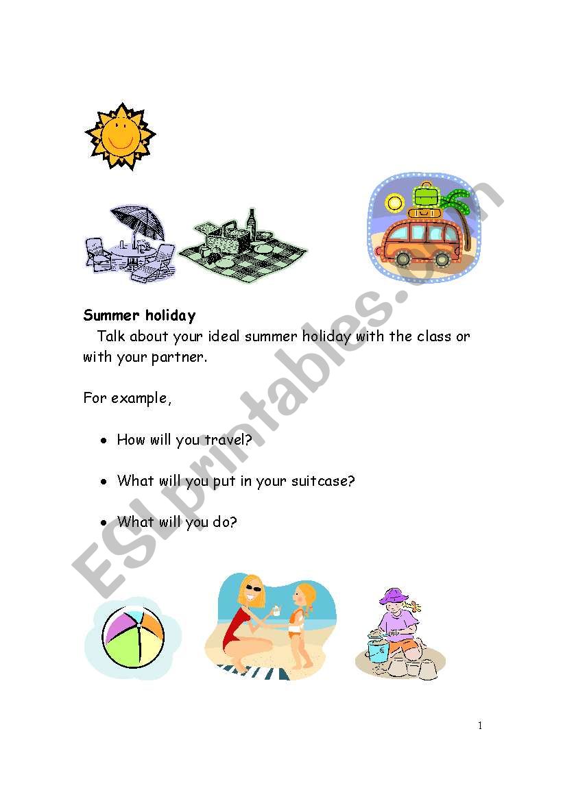 Summer Holidays worksheet