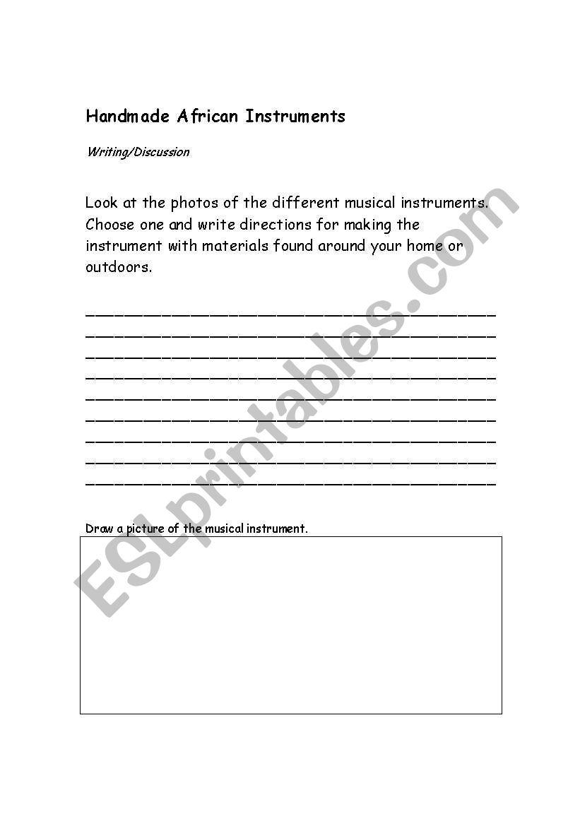 Music Instruments worksheet