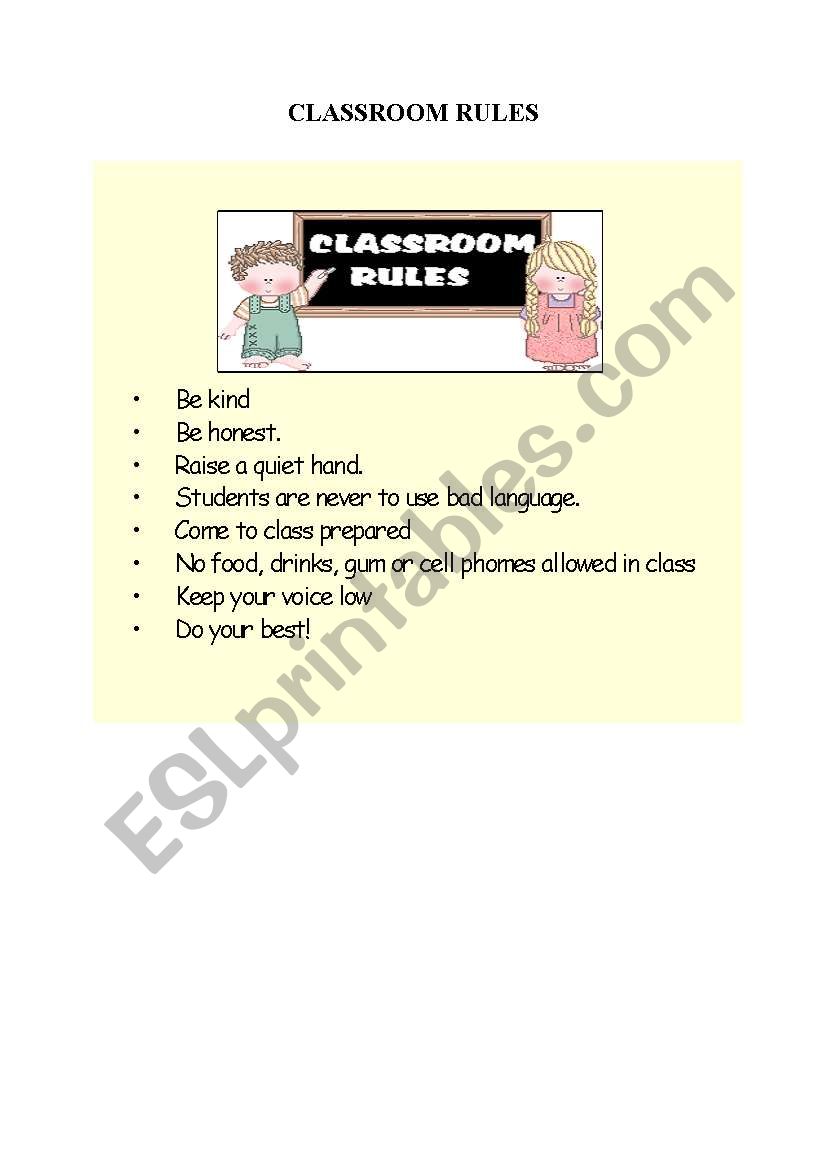 classroom rules worksheet