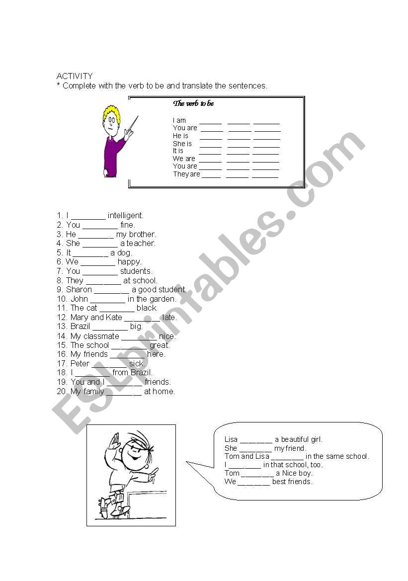 Verb to be present worksheet