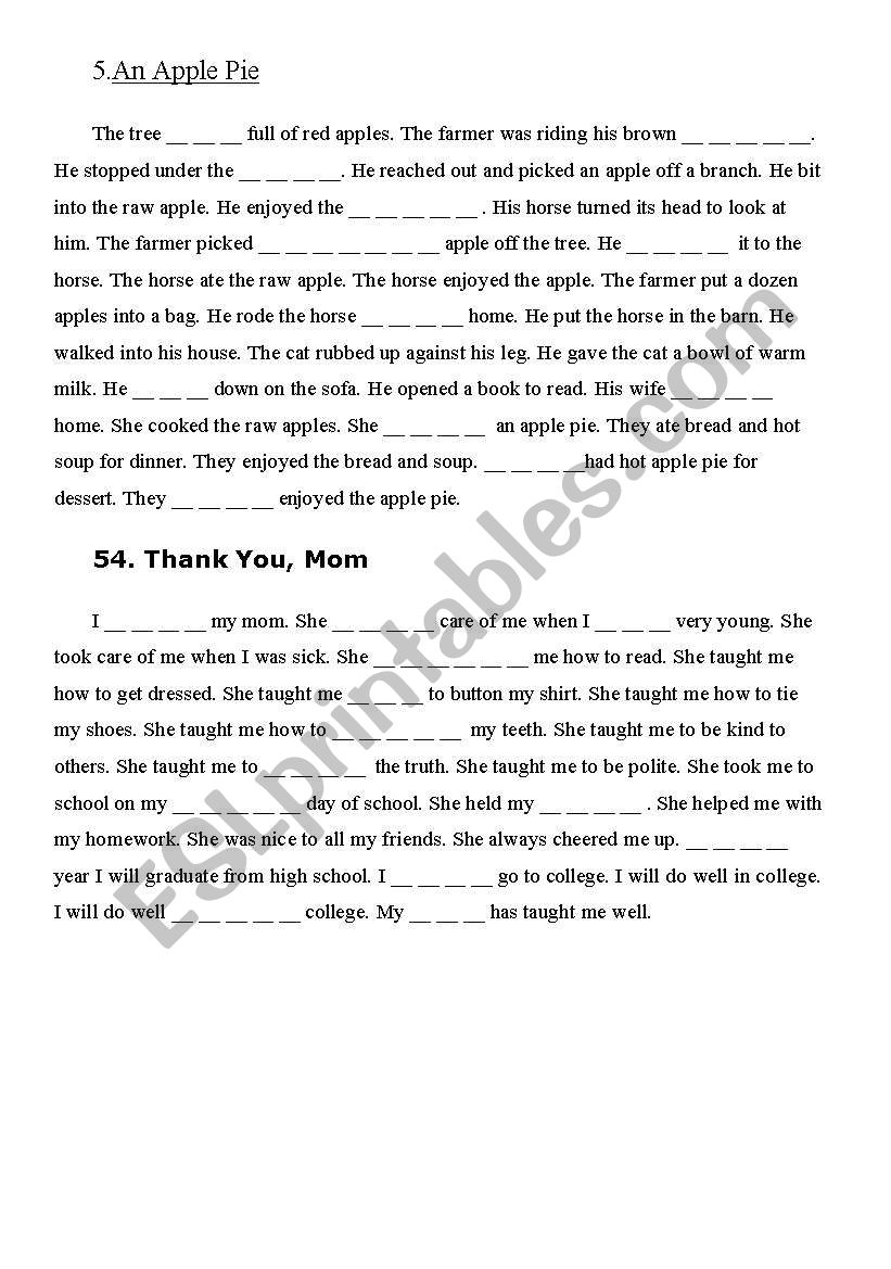 missing words   worksheet