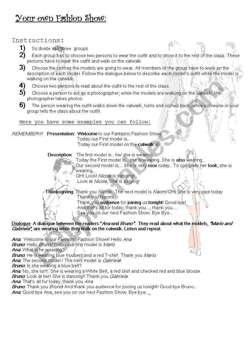 Fashion Model Show worksheet