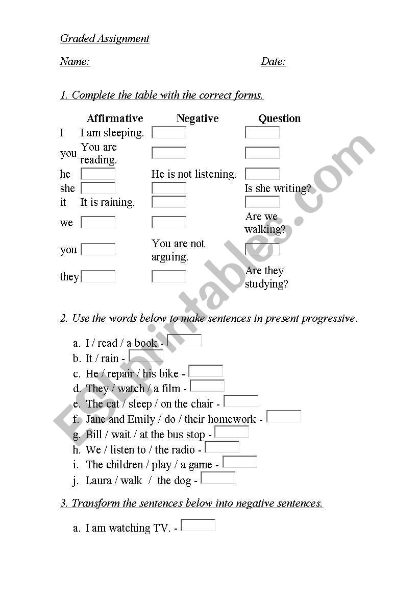 Graded Assignment worksheet