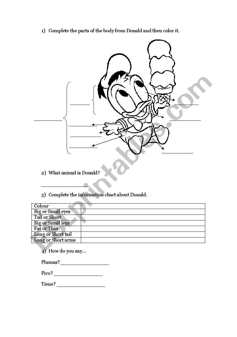 animal body parts worksheet