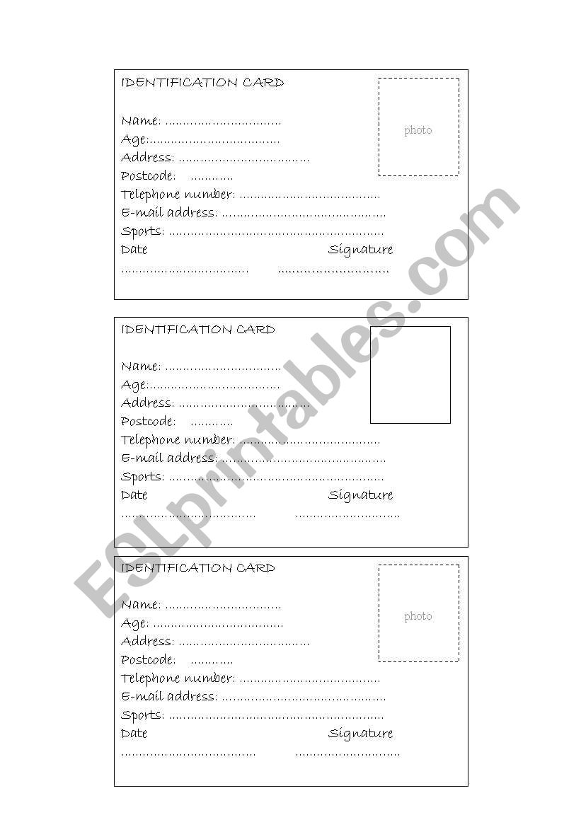 ID-card worksheet