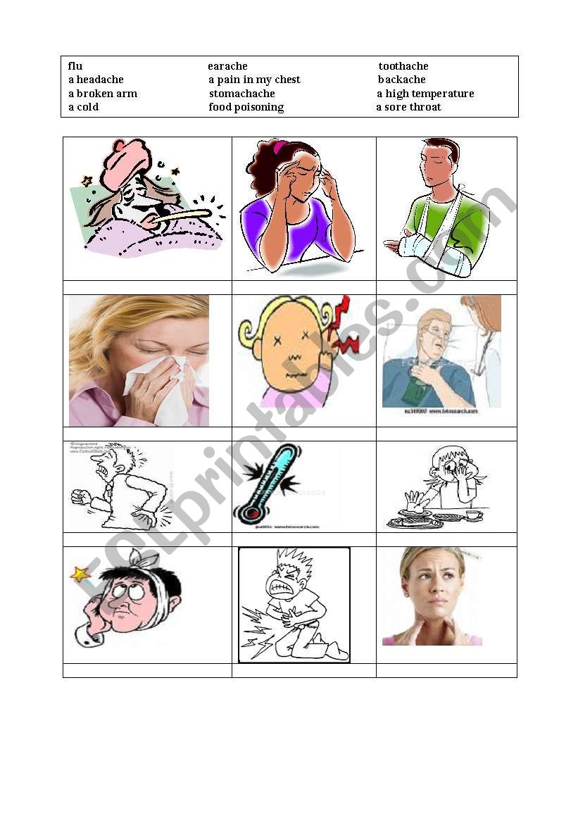 illness vocabulary worksheet