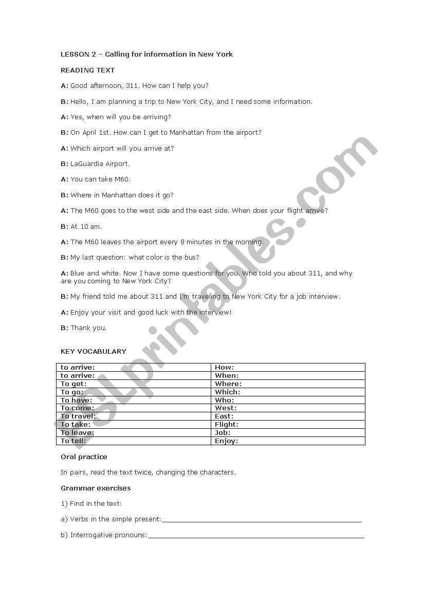 listening worksheet