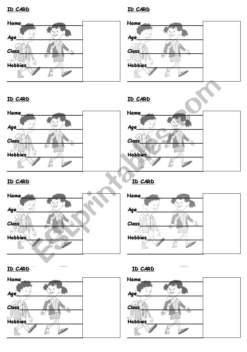 Child ID card for fun worksheet