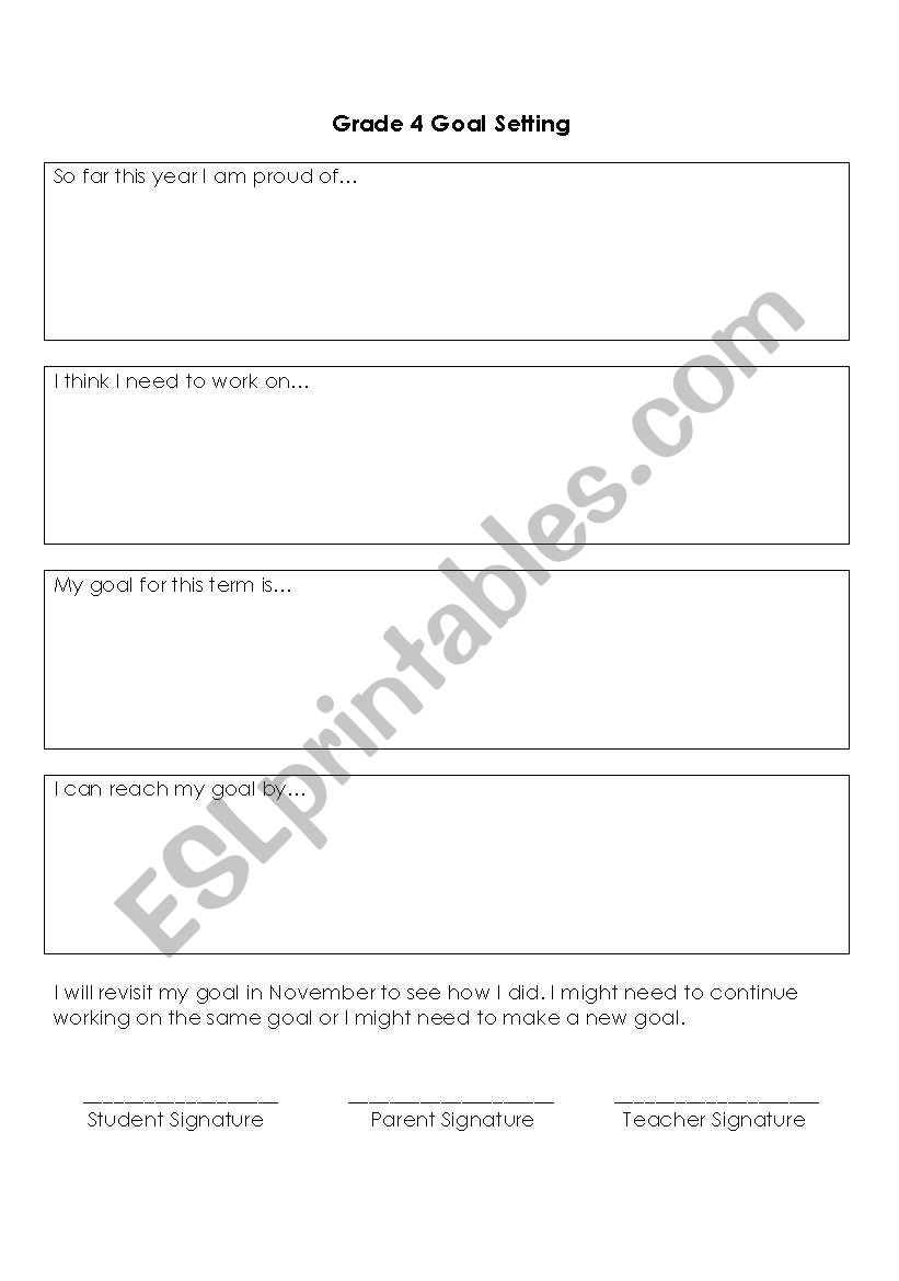 Goal Setting worksheet