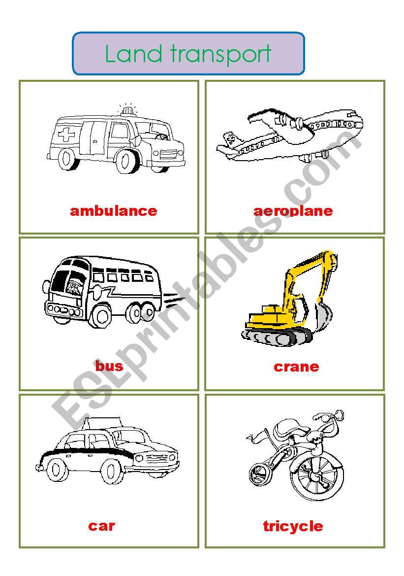 land transport worksheet