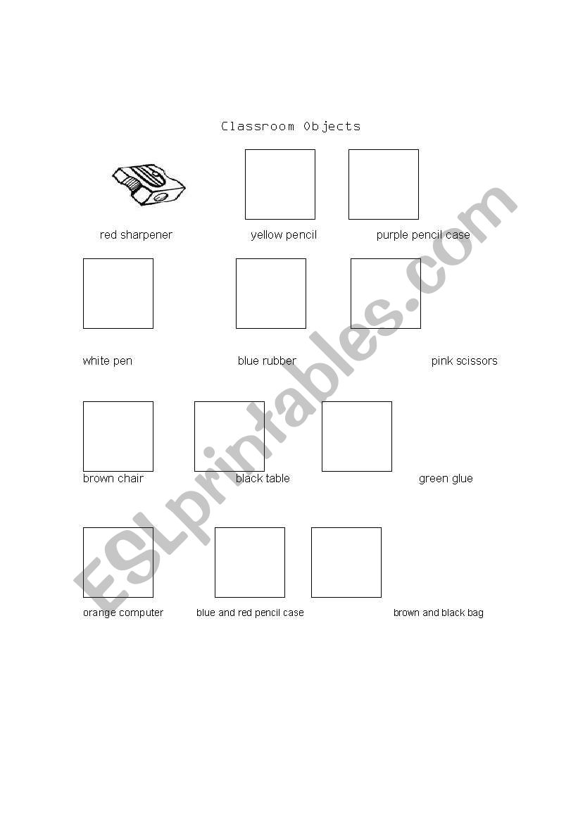 Classroom objects worksheet