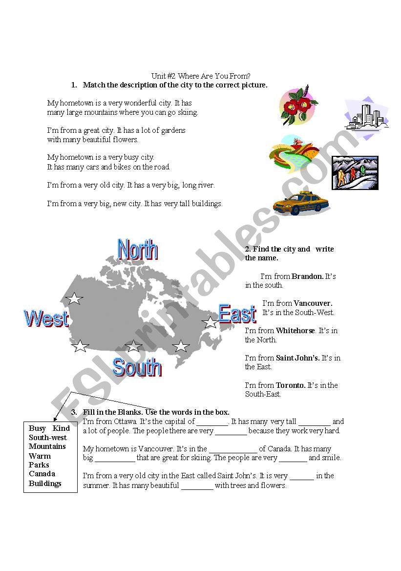 Where are you from? worksheet