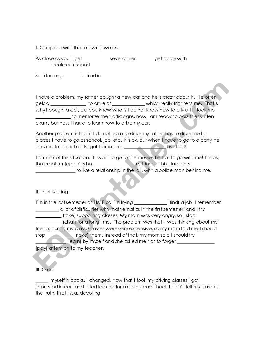 vocabulary worksheet