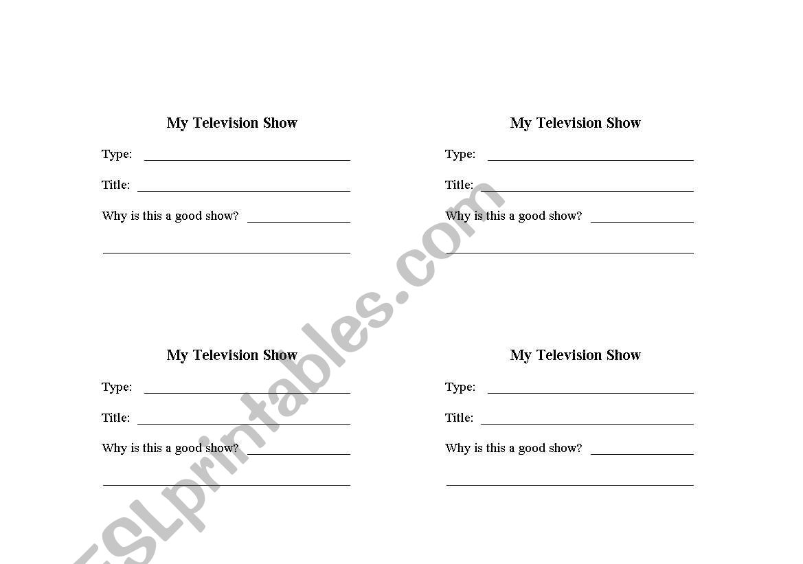 TV show worksheet