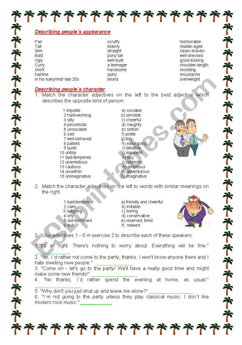 Describing People´s Appearance And Character Esl Worksheet By Lotas