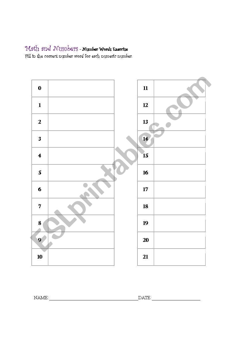 math writting numbers worksheet