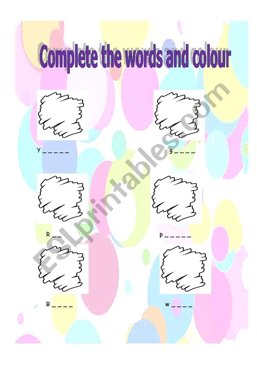 Complete the colour words worksheet