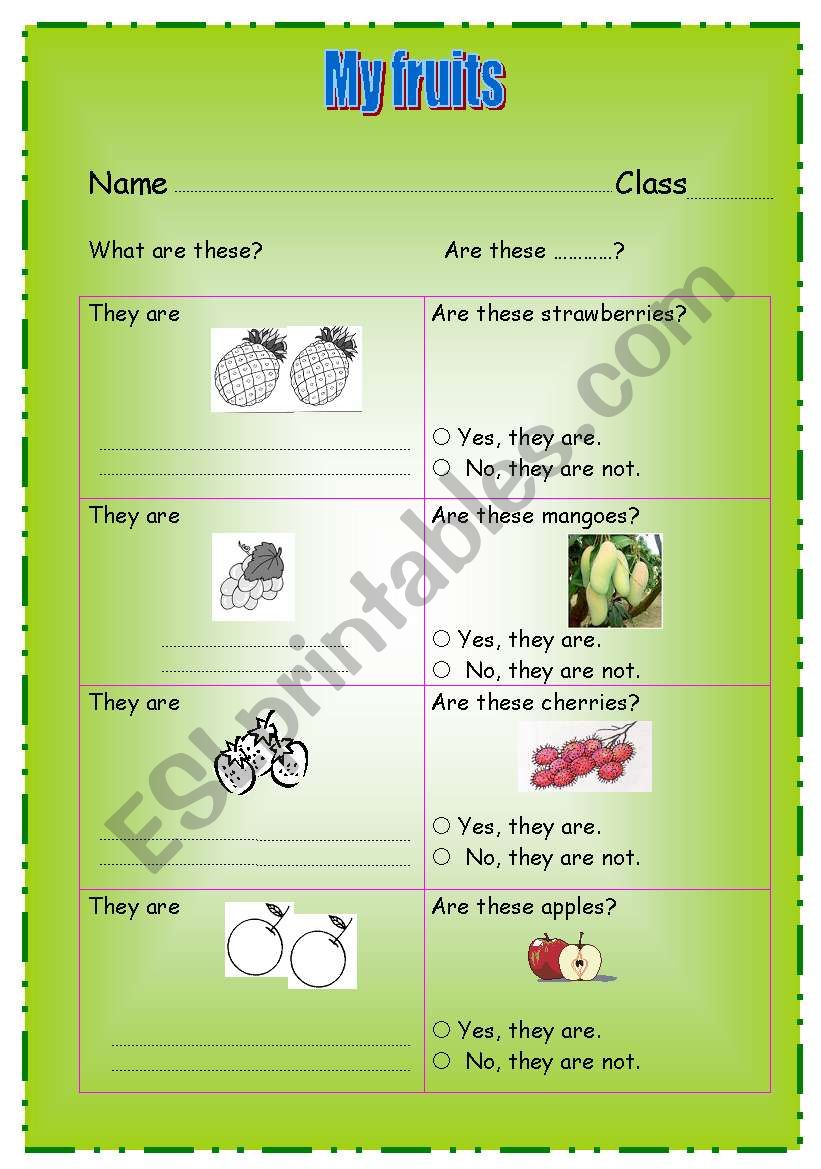 My fruits worksheet