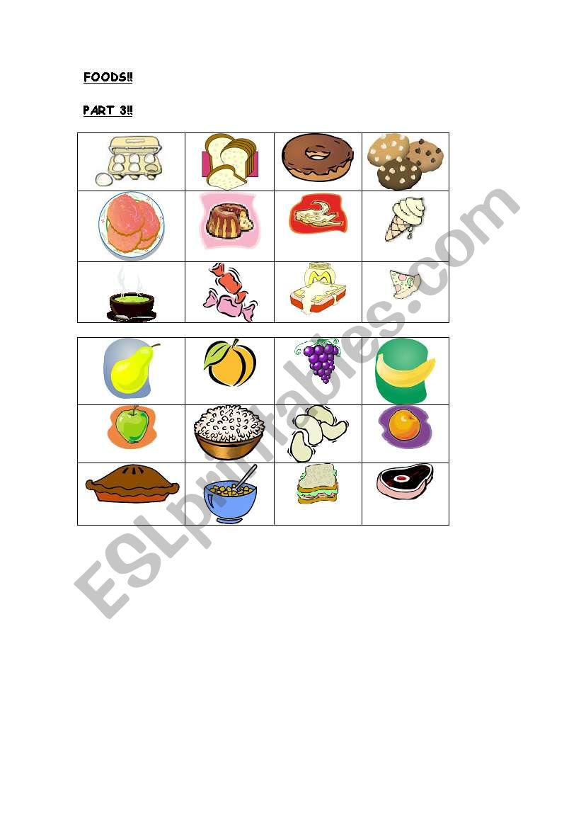 Food´s Bingo - Part 03 - ESL worksheet by ledacarbonera