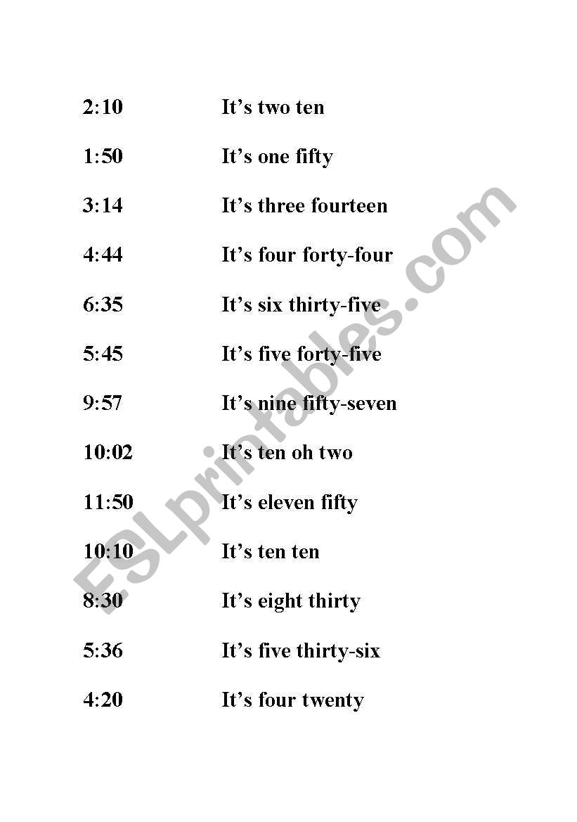 The time cards worksheet