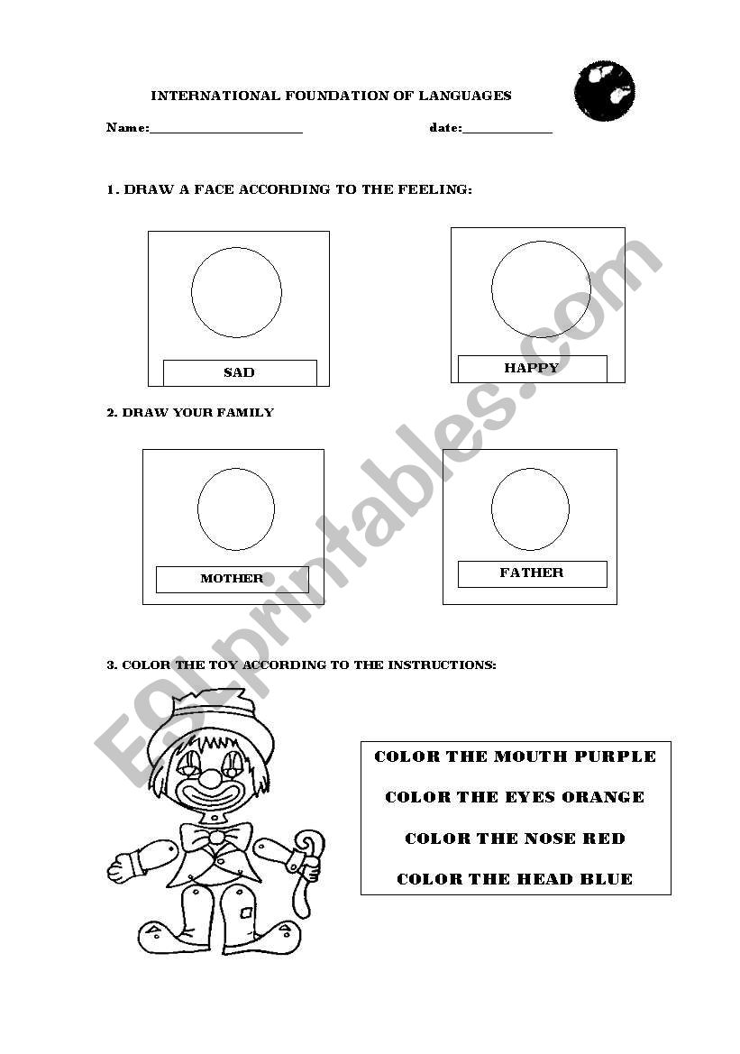 faces and colors worksheet