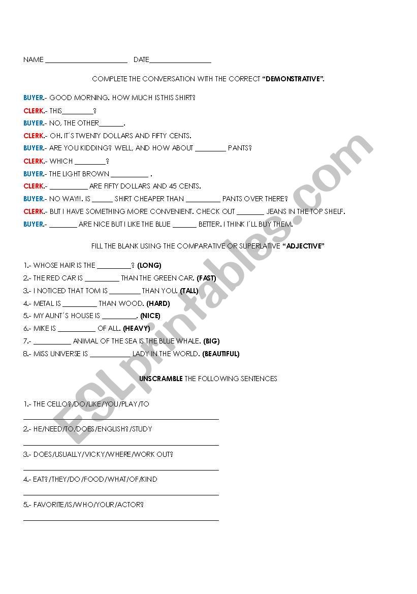 GRAMMAR QUIZ 1 worksheet