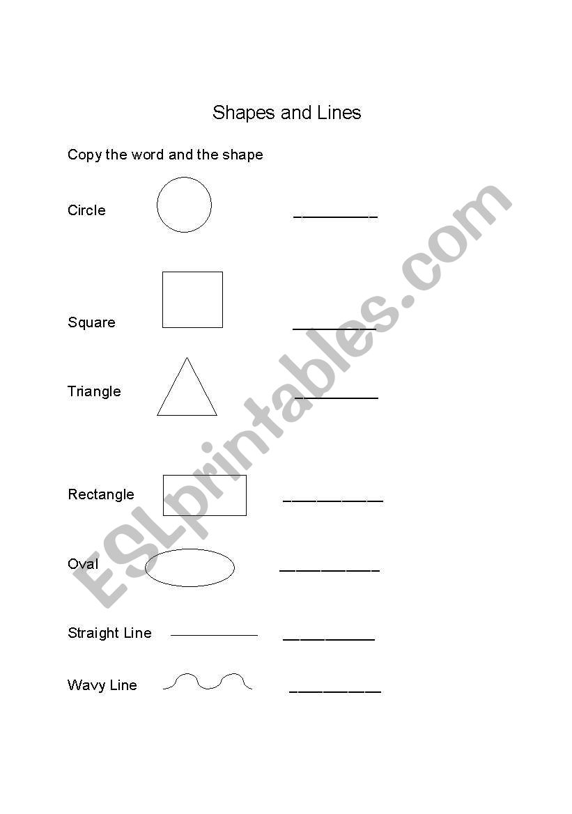 english worksheets shapes and lines worksheet