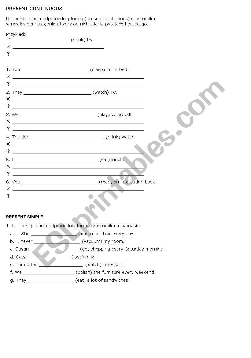 present simple & continuous worksheet