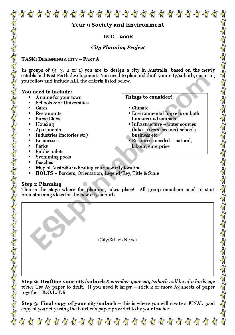 Year 9 S+E /Mathematics Suburb Planning Worksheet