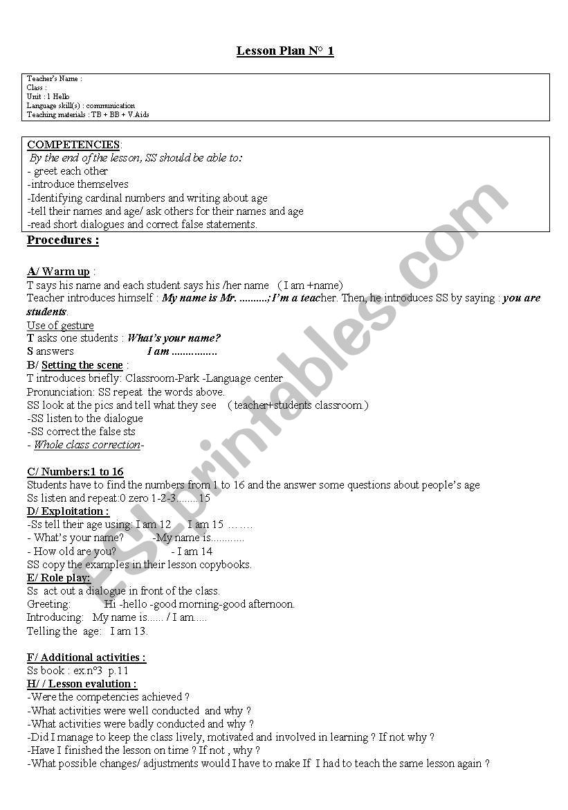 first meeting worksheet