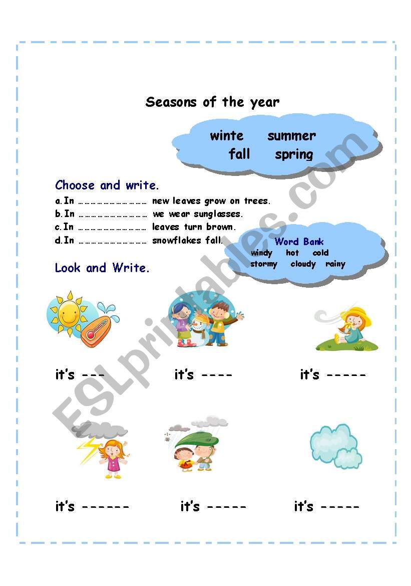 seasons  worksheet