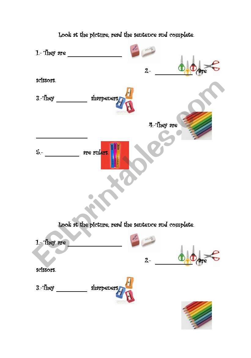 classroom objects in plural worksheet