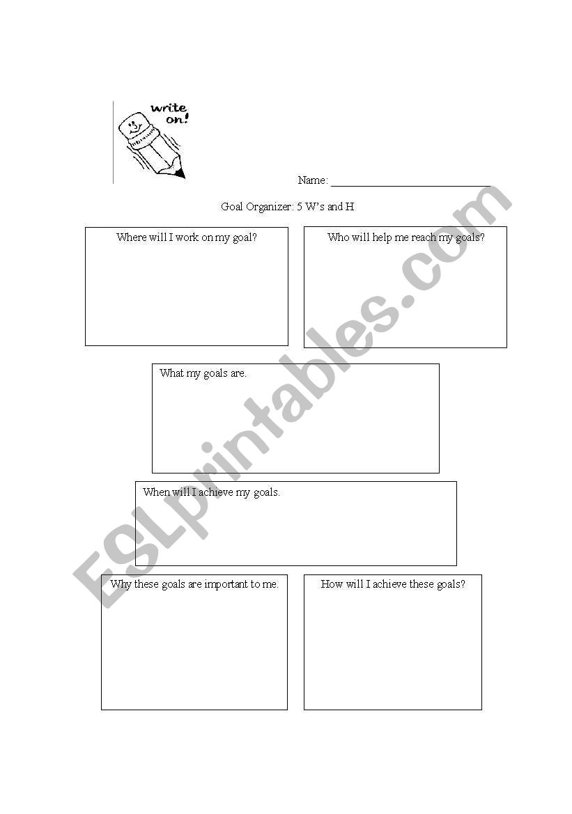 Setting Goals worksheet