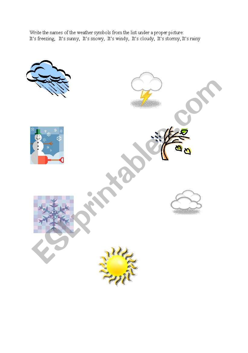 The weather symbols worksheet