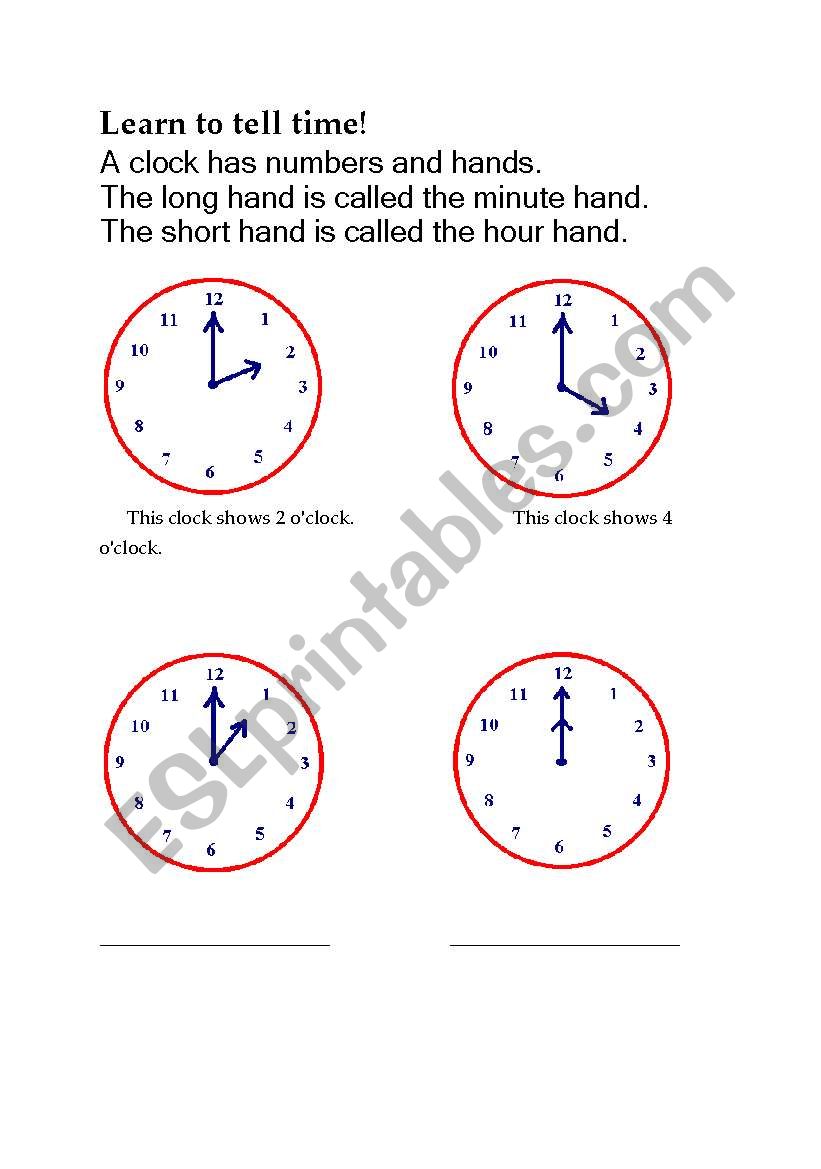 Learn to tell time worksheet