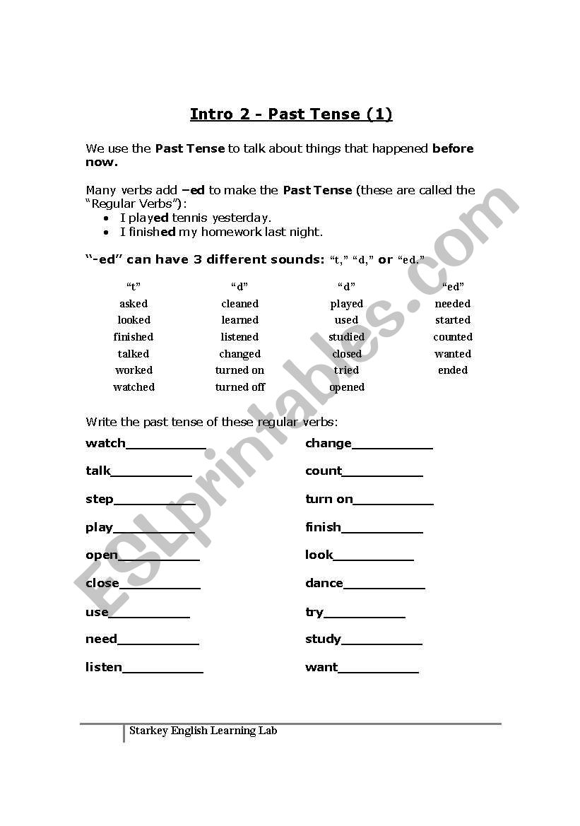 Simple Past Tense  worksheet