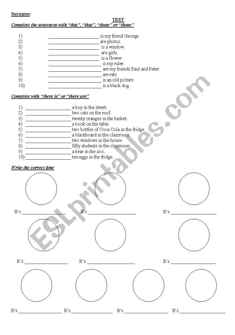 there is _ are   the time worksheet