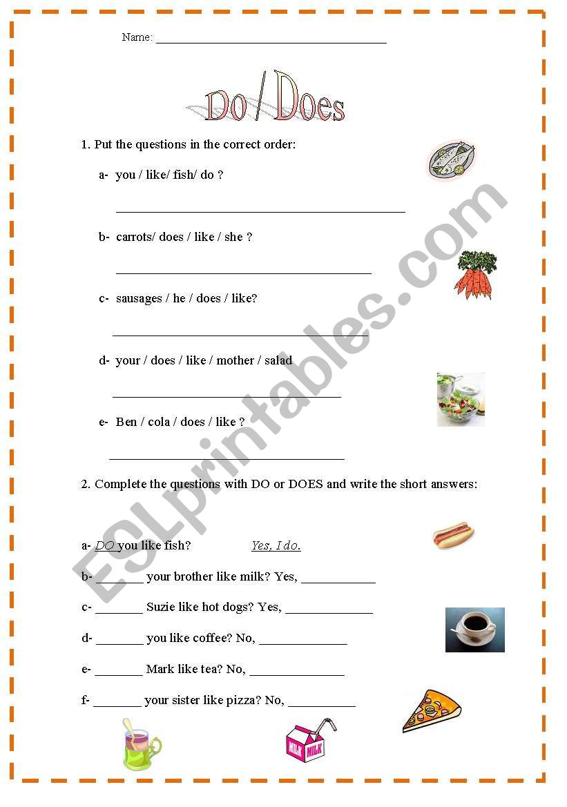 Do Does Questions And Answers ESL Worksheet By Dssa